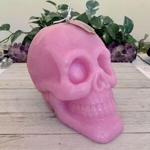 Heavy Large Pink Skull Candle Big Halloween 3D Non Scented Anatomical Head 7"x6"